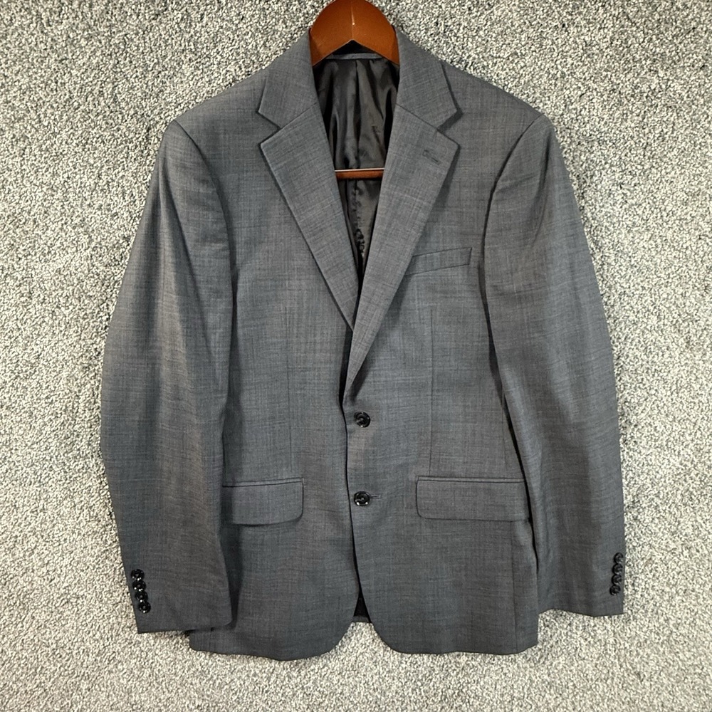 Calvin Klein 38R Slim Fit Gray 100% Wool Sport Coat Blazer‎ 2 Button